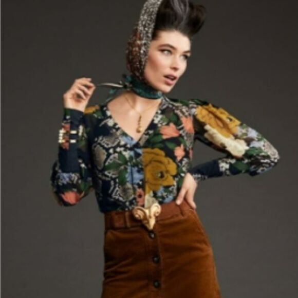 Cabi -1814 Medium Snake Charmer Blouse Whimsygoth Fairy Grunge Animal Print XS‎ - Picture 1 of 11